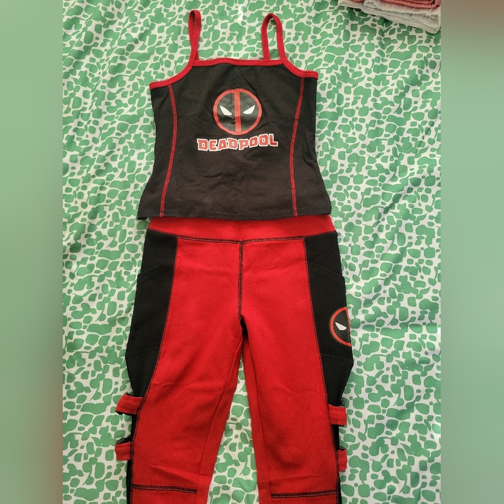 Deadpool Set Tank Top With Mesh Leggings